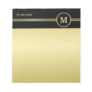 Elegant gold Personalised Monogram on black Notepad
