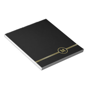 Elegant gold Personalised  Monogram on black  Notepad