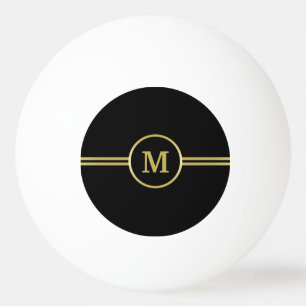 Elegant gold Personalised  Monogram on black  Ping Pong Ball