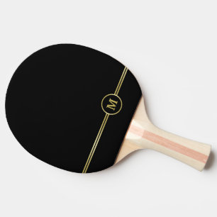 Elegant gold Personalised Monogram on black Ping Pong Paddle