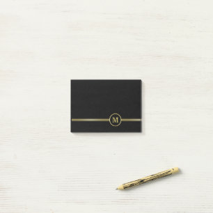 Elegant gold Personalised Monogram on black Post-it Notes