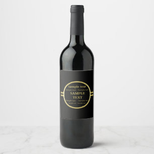 Elegant gold Personalised Monogram on black Wine Label