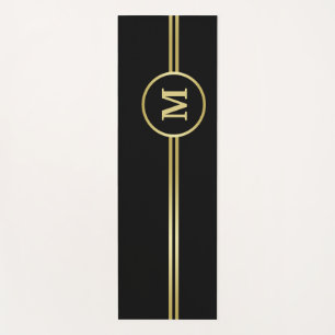 Elegant gold Personalised  Monogram on black  Yoga Mat