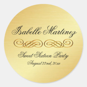 Elegant Gold Personalised Sweet Sixteen Sticker