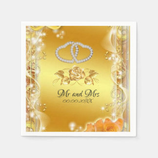 Elegant Gold Personalised Wedding Cocktail Paper  Napkin