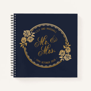Elegant Gold Personalised Wedding   Guestbook Notebook