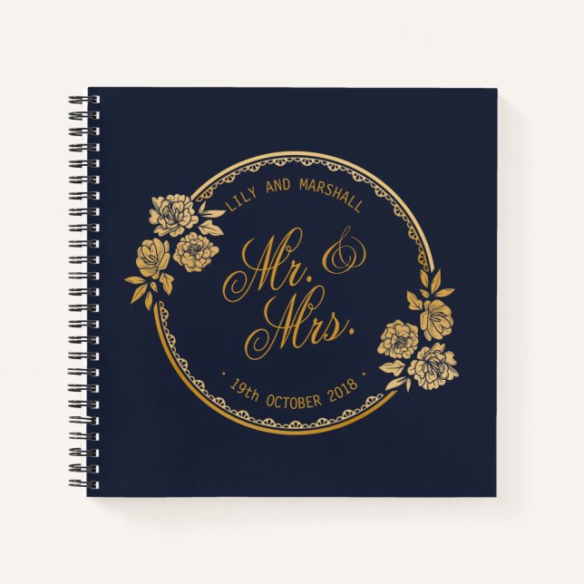 Elegant Gold Personalised Wedding | Guestbook Notebook (Front)