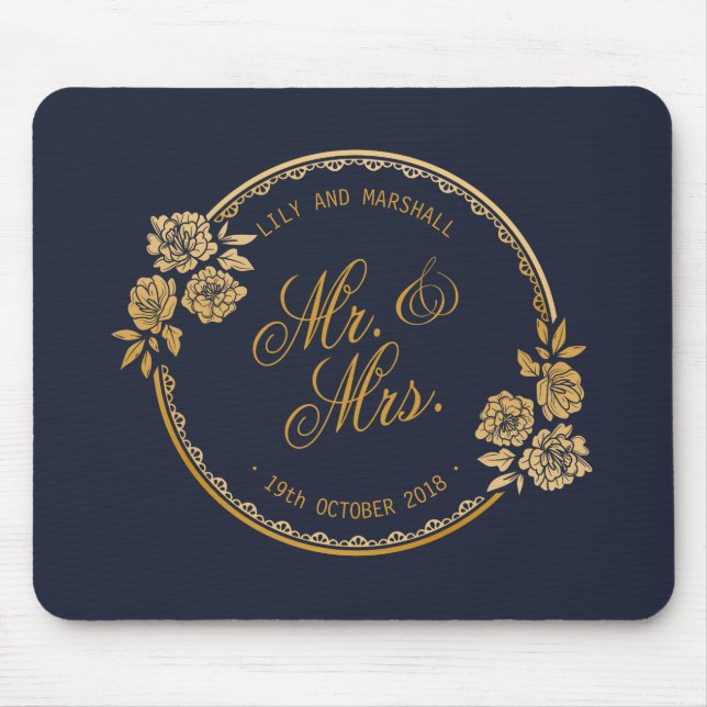 Elegant Gold Personalised Wedding | Mousepad (Front)