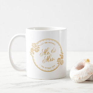 Elegant Gold Personalised Wedding Mug