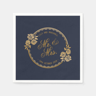 Elegant Gold Personalised Wedding Paper Napkin