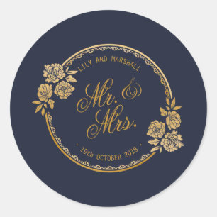 Elegant Gold Personalised Wedding Sticker Seal
