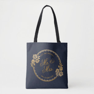 Elegant Gold Personalised Wedding   Tote Bag