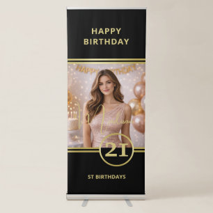 Elegant gold Personalized  Monogram on black  Retractable Banner