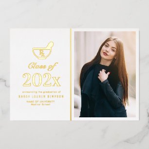 Elegant gold pharmacy graduation announcement