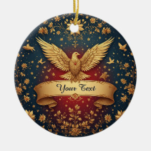 Elegant Gold Phoenix Frame With Floral Motifs Ceramic Tree Decoration