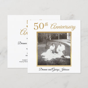 Elegant Gold Photo 50th Wedding Anniversary Invitation