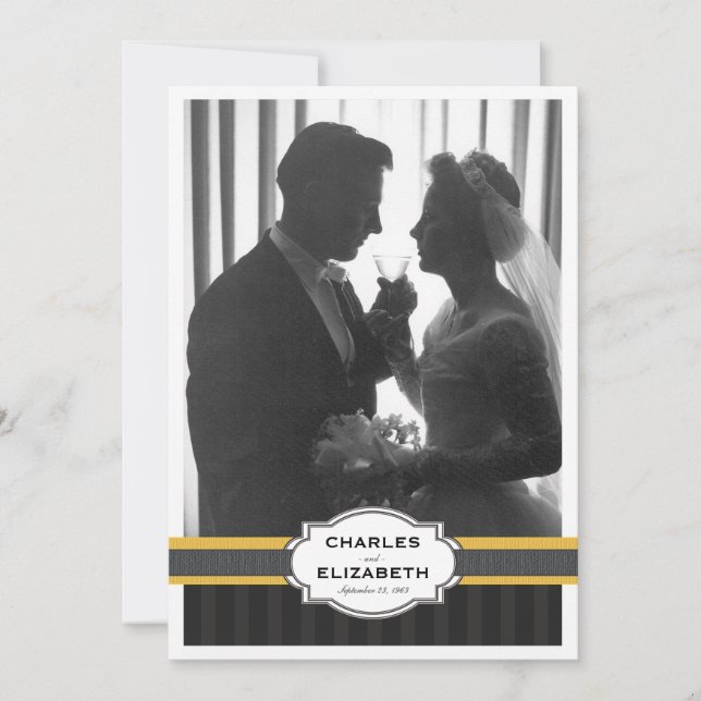 Elegant Gold Photo 50th Wedding Anniversary Party Invitation (Front)