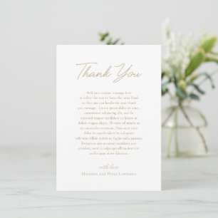 Elegant Gold Photo Classic Wedding Thank You Card