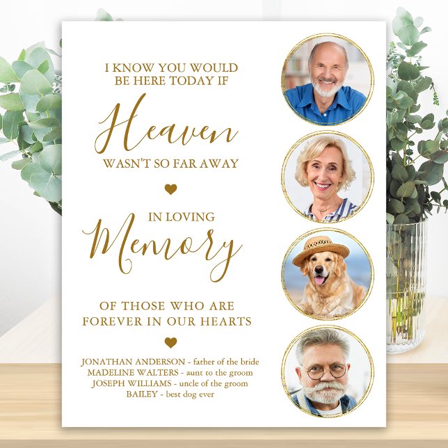 Elegant Gold Photo Collage Heaven Wedding Memorial Poster (Creator Uploaded)