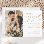Elegant Gold Photo Engagement Party Invitation<br><div class="desc">Rustic We're Engaged Photo Engagement Party Invitation
Add custom text to the back to provide any additional information needed for your guests.</div>
