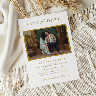 Elegant Gold Photo Frame Wedding Save The Date