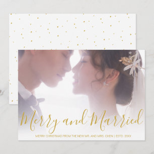 Elegant Gold Photo Newlywed Christmas Holiday Card