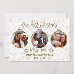 Elegant Gold Photo Our First Christmas Invitations