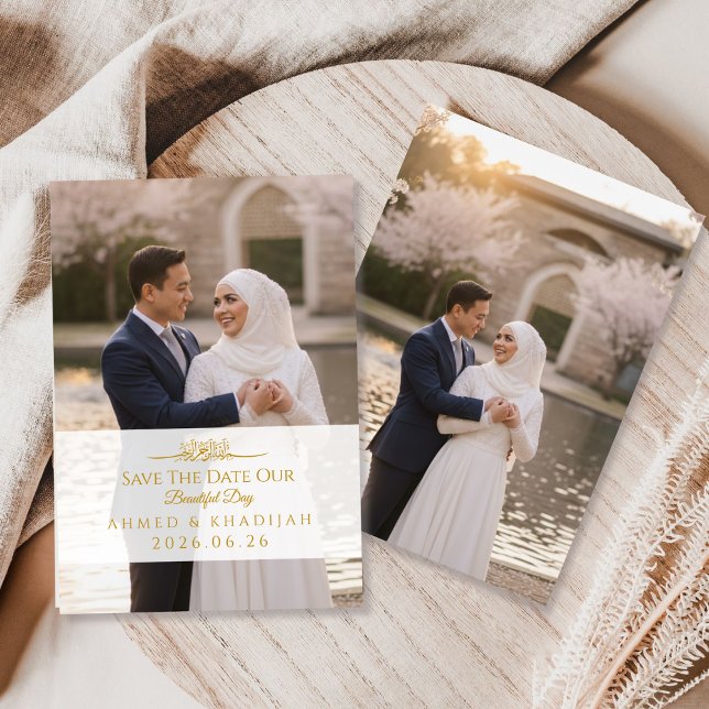 Elegant Gold Photo Save the Date Islamic Wedding  (Creator Uploaded)