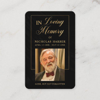 Elegant Gold Photo Sympathy Funeral Prayer Cards