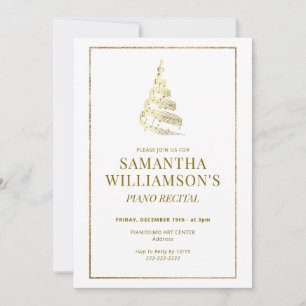 Elegant Gold Piano Recital & Program Invitation