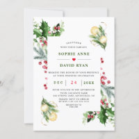 Elegant Gold Pine Berry Christmas Wedding