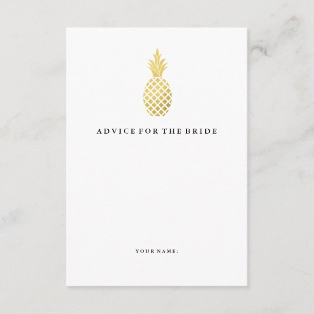 Elegant Gold Pineapple Advice for the Bride (Front)