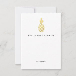 Elegant Gold Pineapple Advice for the Bride Card