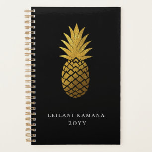 Elegant Gold Pineapple   Black Planner