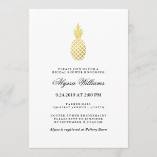 Elegant Gold Pineapple Bridal Shower Invitation