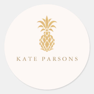 Elegant Gold Pineapple  Classic Round Sticker