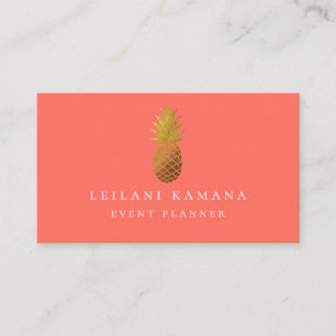Elegant Gold Pineapple Coral Business Card