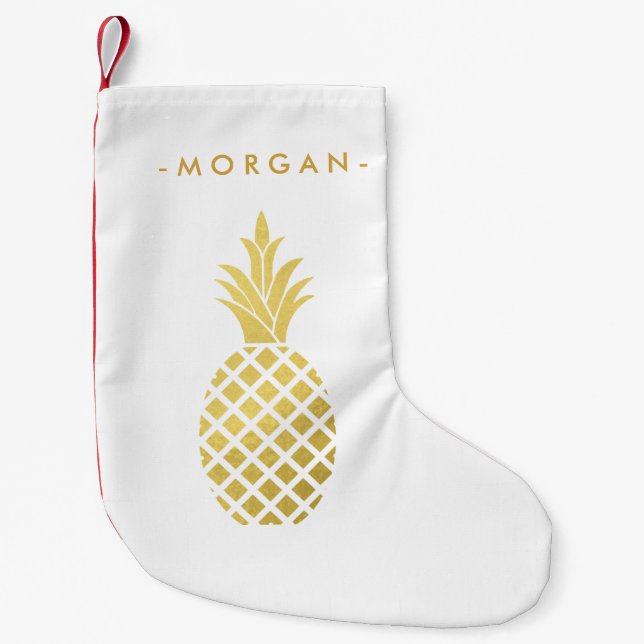 Elegant Gold Pineapple for Christmas Small Christmas Stocking (Front)