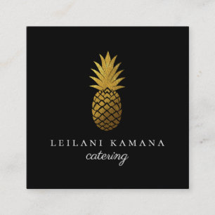 Elegant Gold Pineapple Geometric Square Business Card
