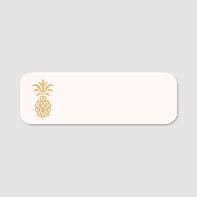 Elegant Gold Pineapple Name Tag (Front)