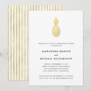Elegant Gold Pineapple Rehearsal Dinner Invitation