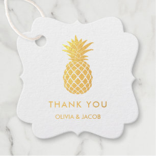 Elegant Gold Pineapple Tropical Thank You Favour Tags