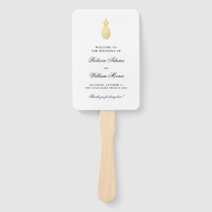 Elegant Gold Pineapple Wedding Hand Fan