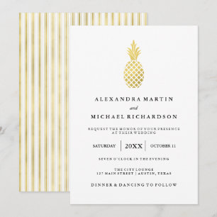 Elegant Gold Pineapple Wedding Invitation