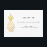 Elegant Gold Pineapple Wedding Reception Enclosure Card<br><div class="desc">These trendy wedding reception insert cards have a faux gold pineapple on a white background. The back of the card has matching faux gold stripes,  but you can remove these and leave the back blank if you wish,  by customising the item. Please contact me if you need any help.</div>