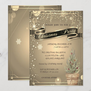 Elegant Gold,PineTree Company Christmas  Invitation