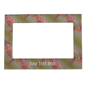 Elegant Gold Pink Floral Design Magnetic Frame