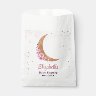 Elegant Gold & Pink Floral Moon Baby Shower Favour Bags