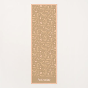 Elegant Gold Pink Foliage Leaves Pattern Zen Yoga Mat
