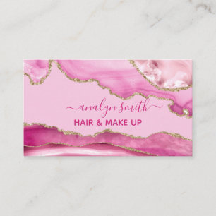 Elegant Gold pink Glitter Marble Agate Modern Chic Business Card